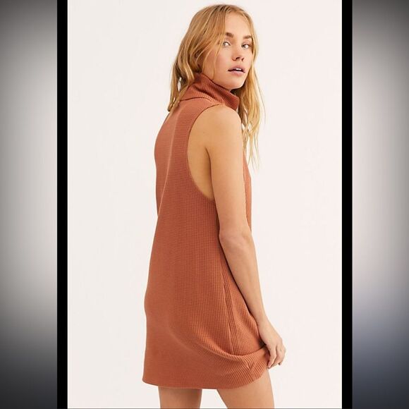 Free People Beach Sloanne Mini Dress Turtleneck Mini Waffle knit - Picture 1 of 7